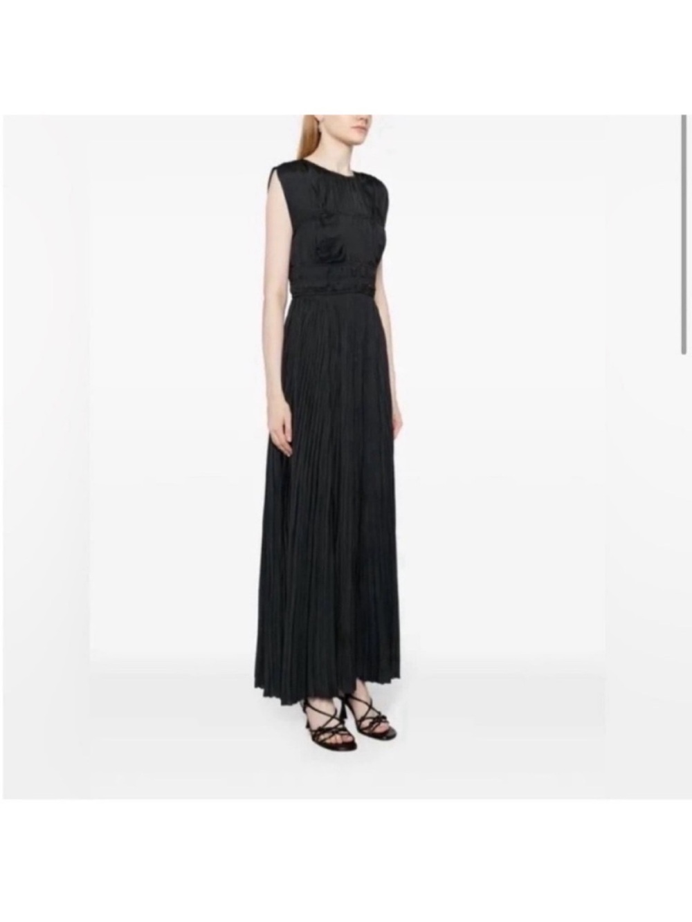 Ulla Johnson Delia plissé Black satin gown dress NWT size 10 - Picture 6 of 11